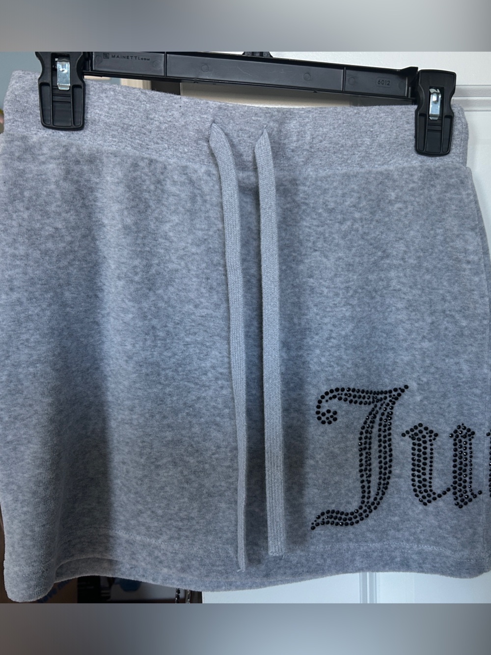 Juicy Couture Light Gray Rhinestone Logo Mini Skirt